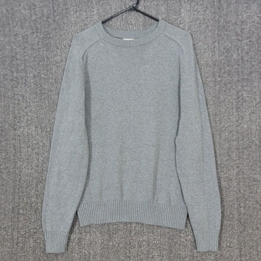 Knit  For J. Crew Sweater Mens Medium Gray 100% Cotton Long Sleeve Crew Neck